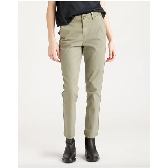 Quince Stretch Cotton Twill Girlfriend Chino Pants Side Stripe Olive Size 27 - Picture 10 of 11
